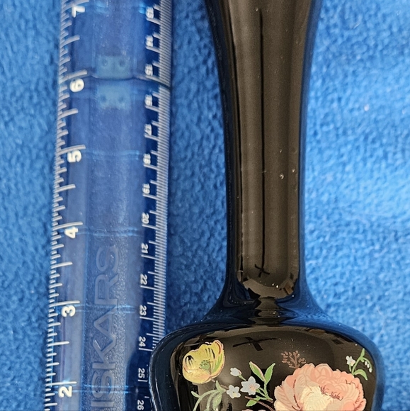 UOCG Vintage Black Japanese Flower Bud Vase With Gold Rim. - Picture 3 of 5